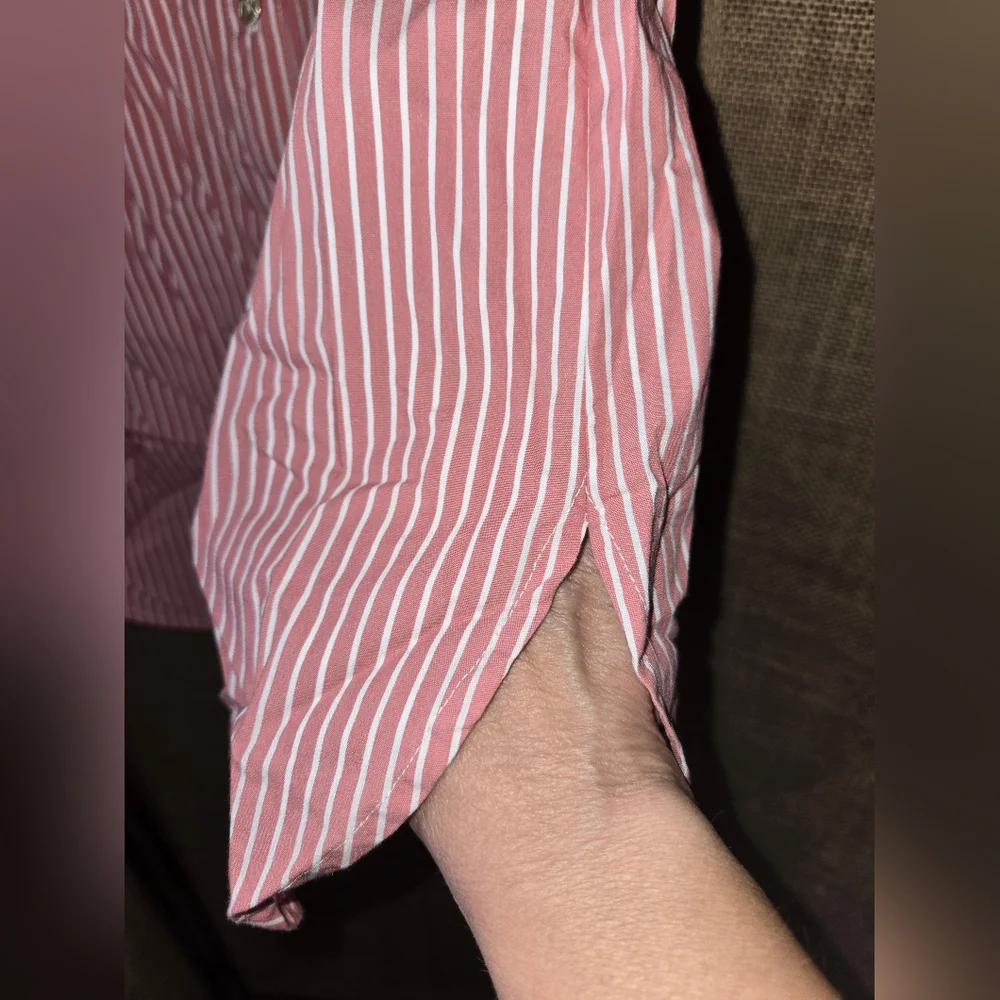 NWOT Women's Anne Klein Pink White Striped Button Up Size Small - Picture 8 of 13
